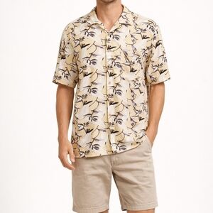 Kilburne & Finch Men’s Tropical Hawaiian Floral Shirt Size Large Resort Vacation